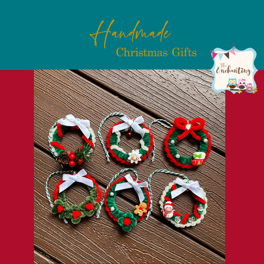 Handmade Christmas Mini Hanging Wreath (Set of 3)
