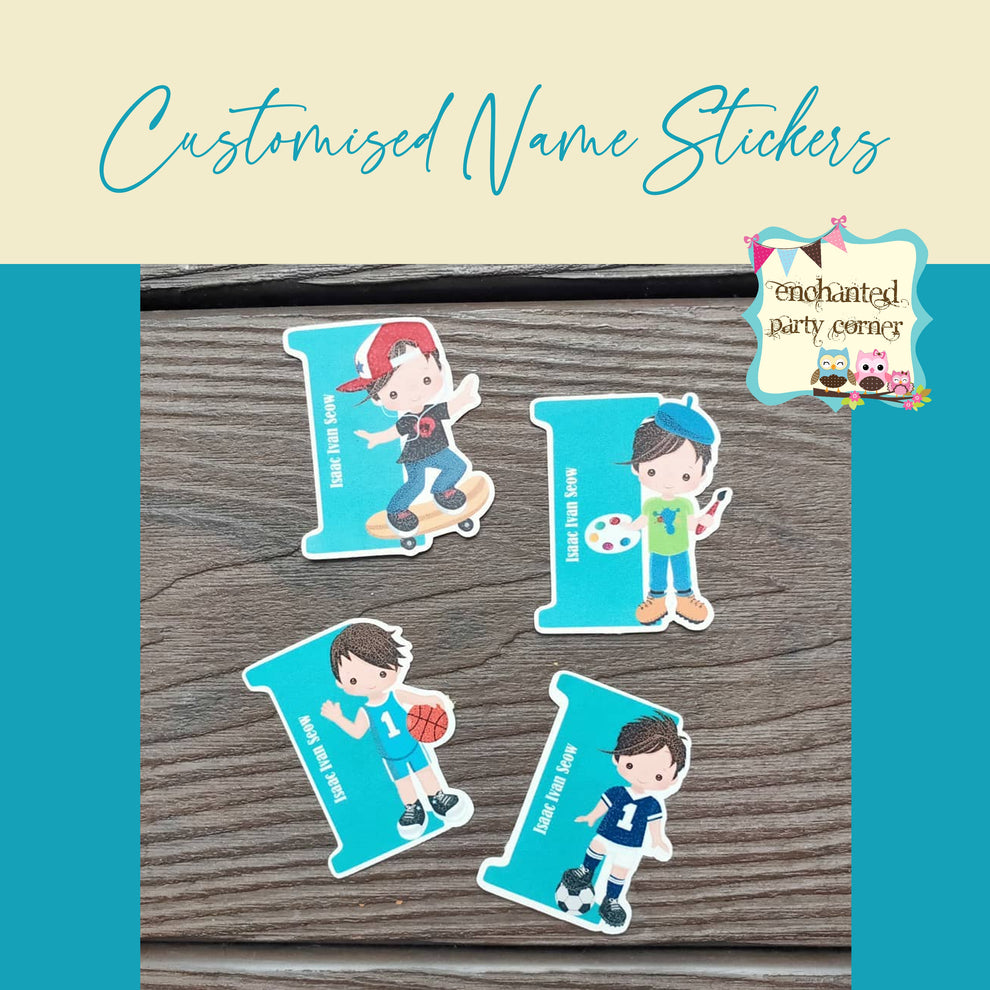 Customised Alpha Name Stickers For Boys – enchantedpartycorner